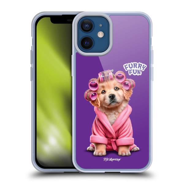 P.D. Moreno Furry Fun Artwork Puppy With Curlers Soft Gel Case for Apple iPhone 12 Mini