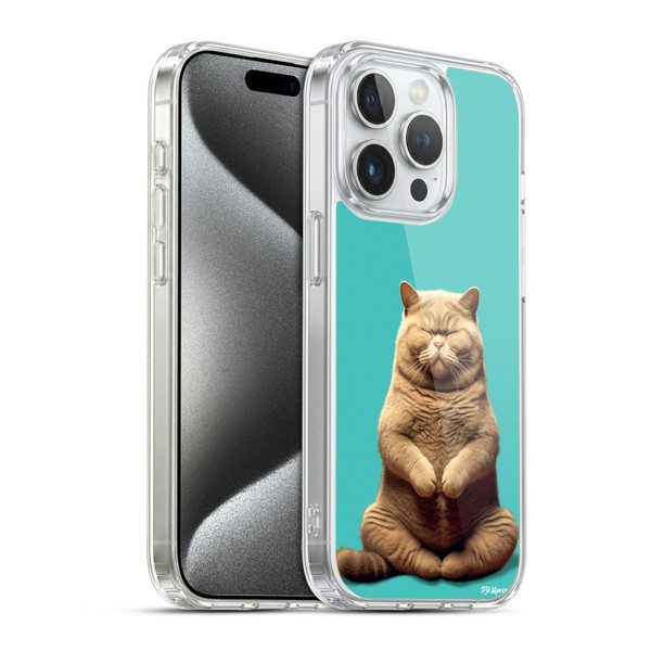 P.D. Moreno Furry Fun Artwork Sitting Cat Soft Gel Case for Apple iPhone 15 Pro & MagSafe
