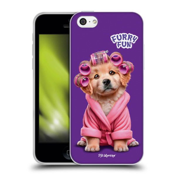 P.D. Moreno Furry Fun Artwork Puppy With Curlers Soft Gel Case for Apple iPhone 5c
