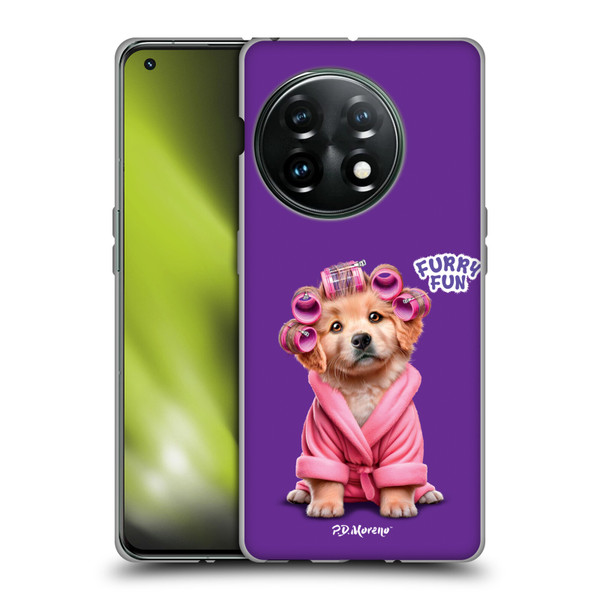 P.D. Moreno Furry Fun Artwork Puppy With Curlers Soft Gel Case for OnePlus 11 5G
