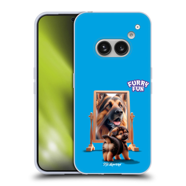 P.D. Moreno Furry Fun Artwork German Shepherd Mirror Soft Gel Case for Nothing Phone (2a)