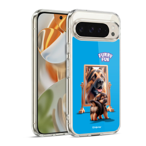 P.D. Moreno Furry Fun Artwork German Shepherd Mirror Soft Gel Case for Google Pixel 9 / Pixel 9 Pro