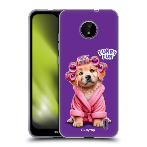 P.D. Moreno Furry Fun Artwork Puppy With Curlers Soft Gel Case for Nokia C10 / C20