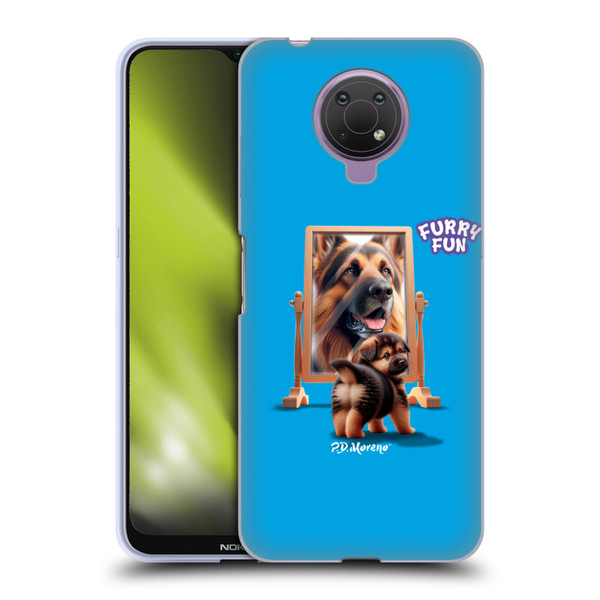 P.D. Moreno Furry Fun Artwork German Shepherd Mirror Soft Gel Case for Nokia G10