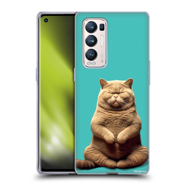 P.D. Moreno Furry Fun Artwork Sitting Cat Soft Gel Case for OPPO Find X3 Neo / Reno5 Pro+ 5G