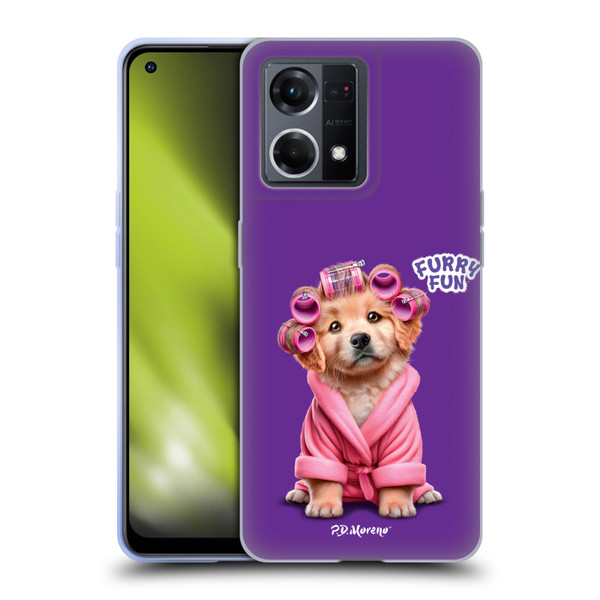 P.D. Moreno Furry Fun Artwork Puppy With Curlers Soft Gel Case for OPPO Reno8 4G