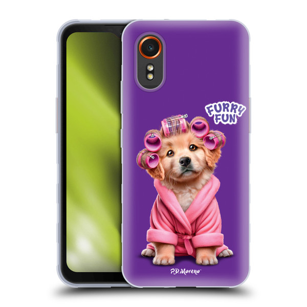 P.D. Moreno Furry Fun Artwork Puppy With Curlers Soft Gel Case for Samsung Galaxy Xcover7 5G