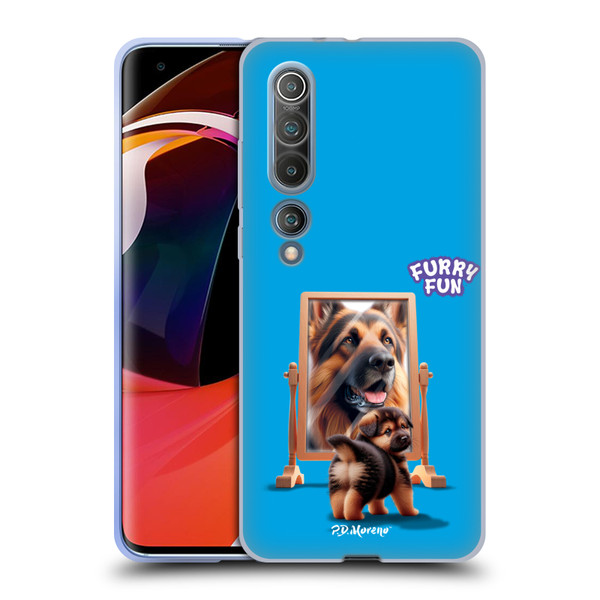 P.D. Moreno Furry Fun Artwork German Shepherd Mirror Soft Gel Case for Xiaomi Mi 10 5G / Mi 10 Pro 5G
