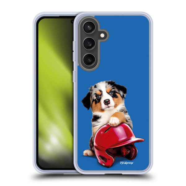 P.D. Moreno Sport Puppies Australian Shepherd Helmet Soft Gel Case for Samsung Galaxy S24 FE