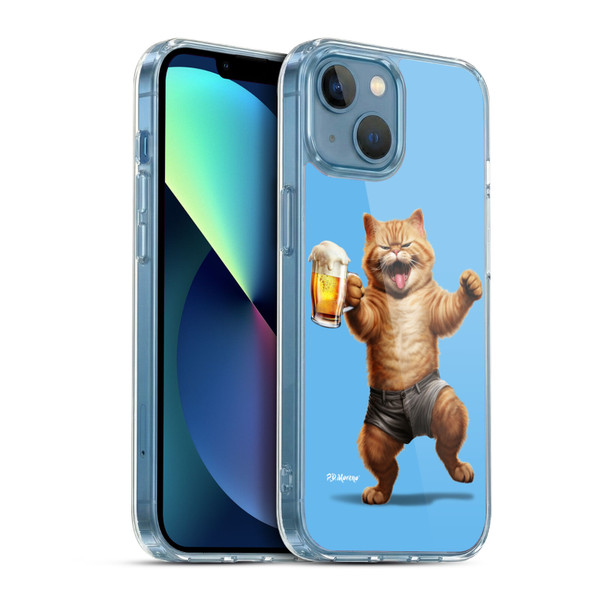 P.D. Moreno Furry Fun Artwork Cat Beer Soft Gel Case for Apple iPhone 13 Mini & MagSafe