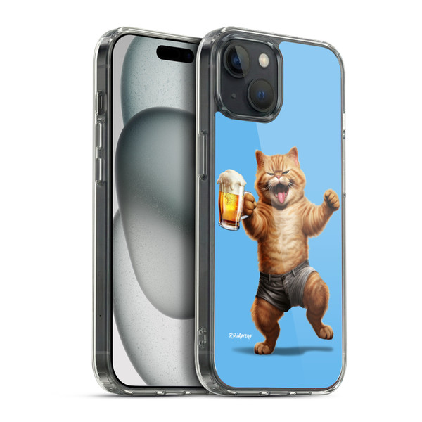P.D. Moreno Furry Fun Artwork Cat Beer Soft Gel Case for Apple iPhone 15 Plus & MagSafe