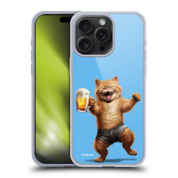 P.D. Moreno Furry Fun Artwork Cat Beer Soft Gel Case for Apple iPhone 15 Pro Max
