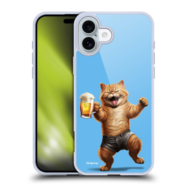 P.D. Moreno Furry Fun Artwork Cat Beer Soft Gel Case for Apple iPhone 16 Plus