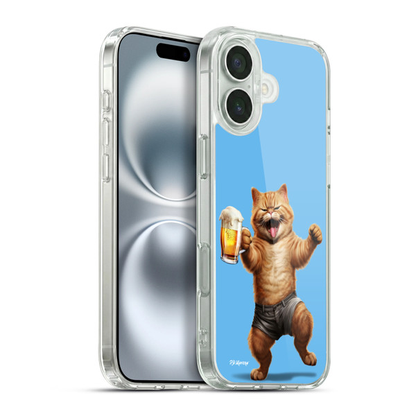 P.D. Moreno Furry Fun Artwork Cat Beer Soft Gel Case for Apple iPhone 16 Plus & MagSafe