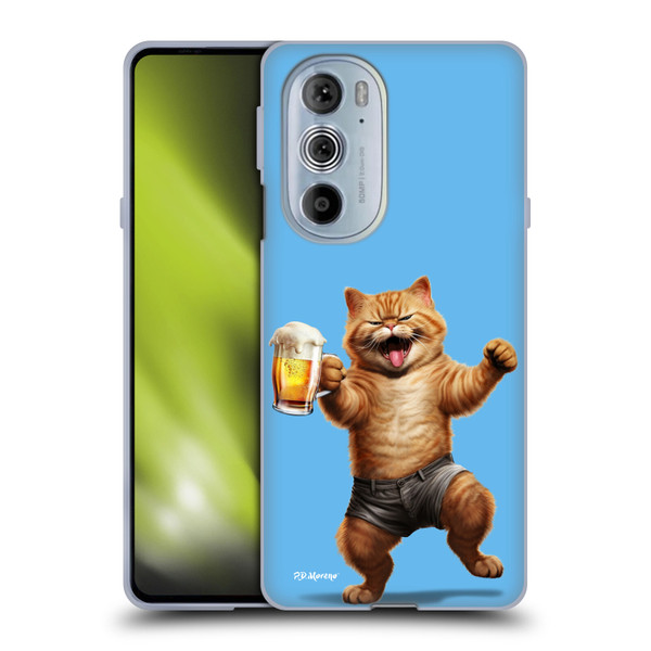 P.D. Moreno Furry Fun Artwork Cat Beer Soft Gel Case for Motorola Edge X30