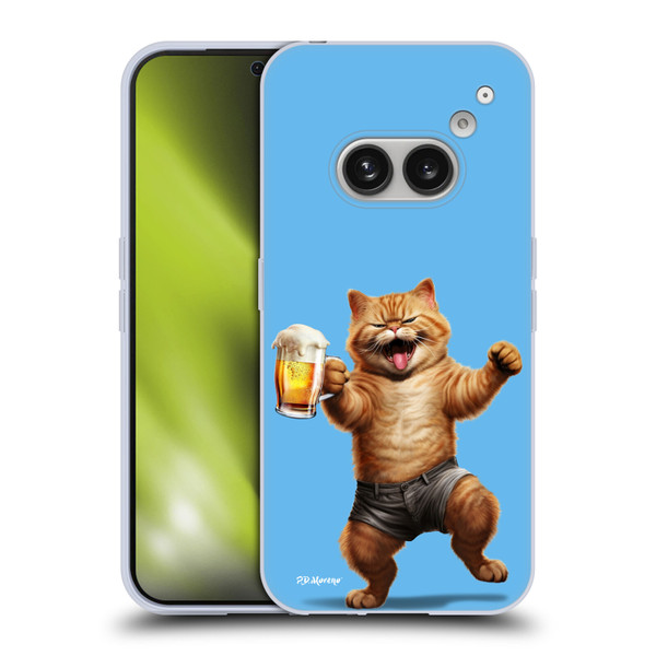 P.D. Moreno Furry Fun Artwork Cat Beer Soft Gel Case for Nothing Phone (2a)