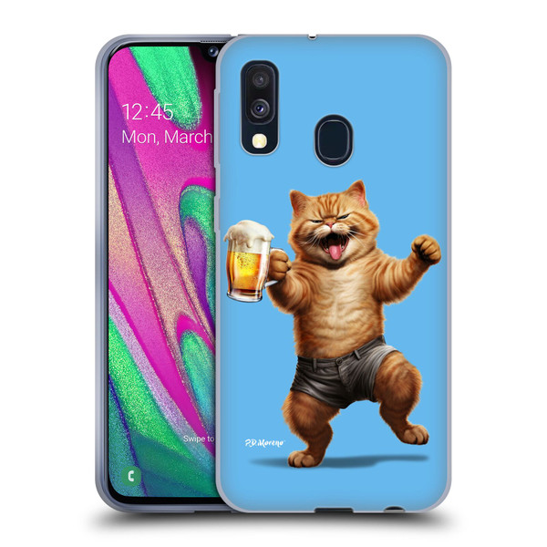 P.D. Moreno Furry Fun Artwork Cat Beer Soft Gel Case for Samsung Galaxy A40 (2019)
