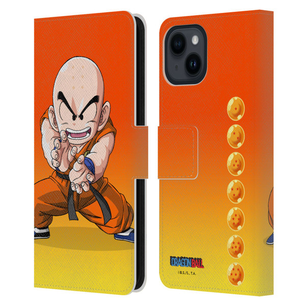 Dragon Ball Characters Krillin Leather Book Wallet Case Cover For Apple iPhone 15