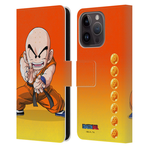 Dragon Ball Characters Krillin Leather Book Wallet Case Cover For Apple iPhone 15 Pro