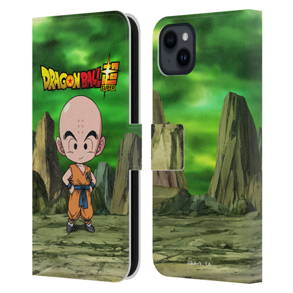 Dragon Ball Super Characters Krillin Leather Book Wallet Case Cover For Apple iPhone 15 Plus