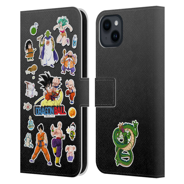 Dragon Ball Iconic Characters Collage Leather Book Wallet Case Cover For Apple iPhone 15 Plus