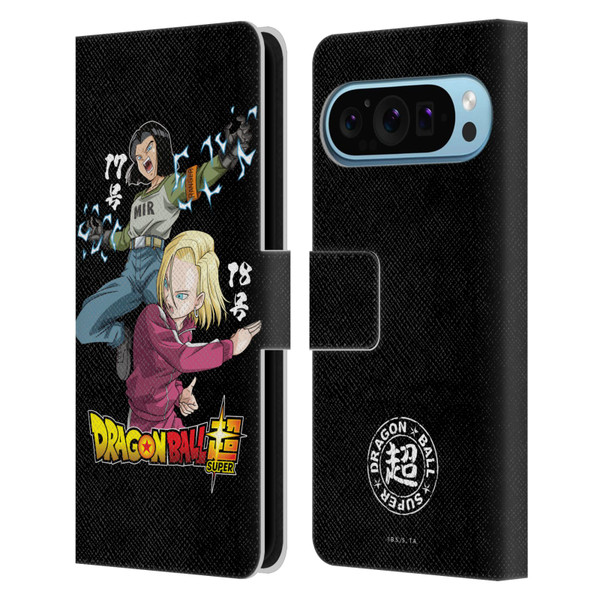 Dragon Ball Super Universe Survival Characters Android 17 & 18 Leather Book Wallet Case Cover For Google Pixel 9 / Pixel 9 Pro