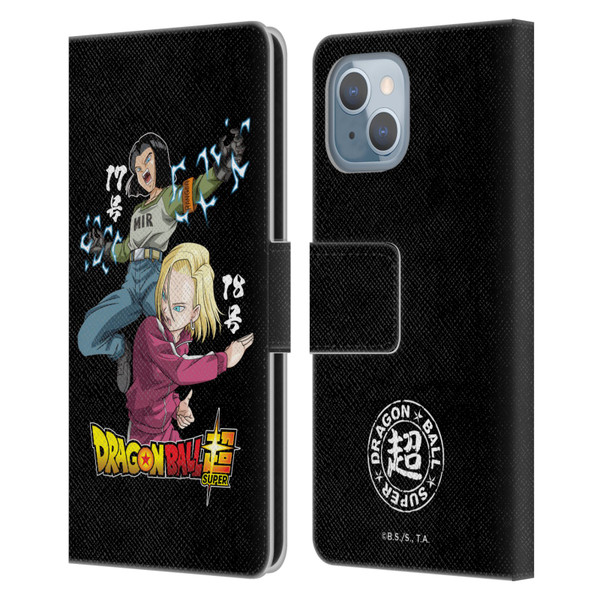Dragon Ball Super Universe Survival Characters Android 17 & 18 Leather Book Wallet Case Cover For Apple iPhone 14