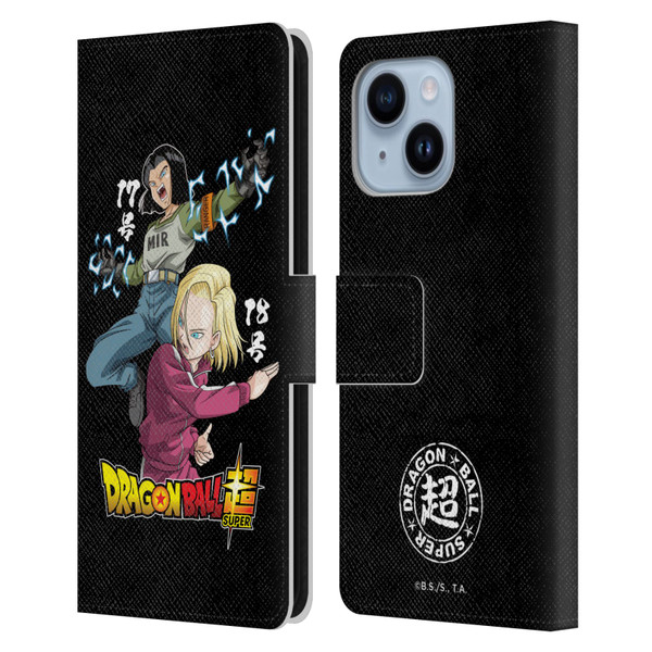 Dragon Ball Super Universe Survival Characters Android 17 & 18 Leather Book Wallet Case Cover For Apple iPhone 14 Plus