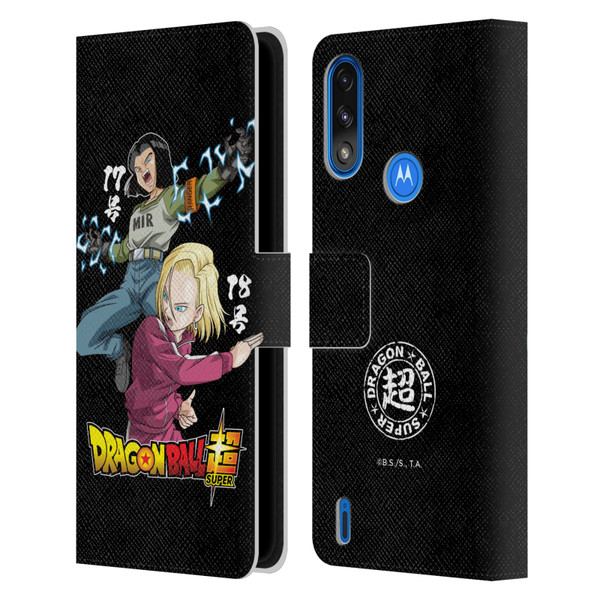 Dragon Ball Super Universe Survival Characters Android 17 & 18 Leather Book Wallet Case Cover For Motorola Moto E7 Power / Moto E7i Power