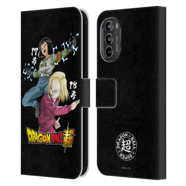 Dragon Ball Super Universe Survival Characters Android 17 & 18 Leather Book Wallet Case Cover For Motorola Moto G82 5G