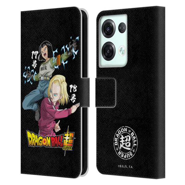 Dragon Ball Super Universe Survival Characters Android 17 & 18 Leather Book Wallet Case Cover For OPPO Reno8 Pro