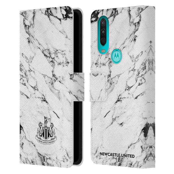 Newcastle United Football Club Crest White Marble Leather Book Wallet Case Cover For OPPO A54 5G