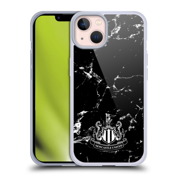 Newcastle United Football Club Crest Black Marble Soft Gel Case for Apple iPhone 13
