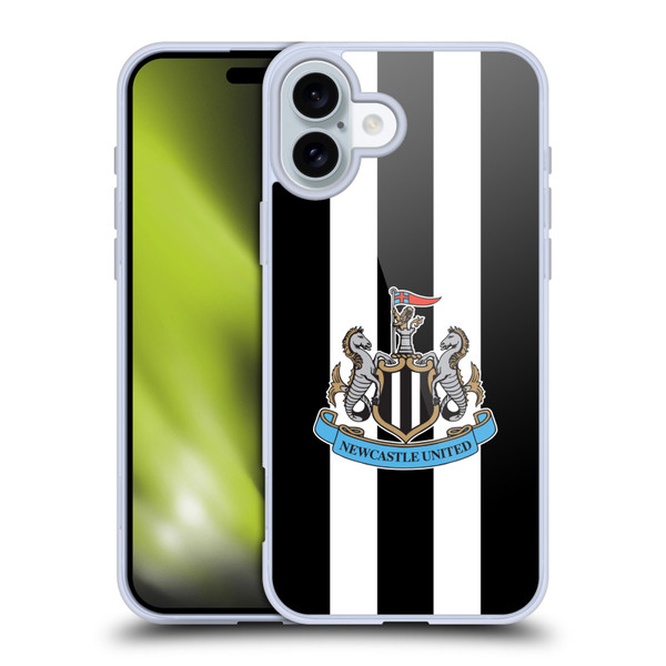 Newcastle United Football Club Crest Stripes Soft Gel Case for Apple iPhone 16 Plus