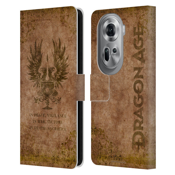 EA Bioware Dragon Age Heraldry Grey Wardens Distressed Leather Book Wallet Case Cover For OPPO Reno11 Pro