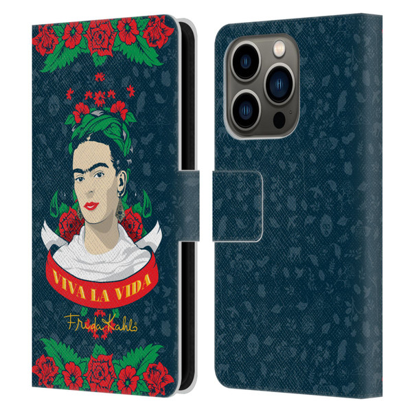 Frida Kahlo Icons Viva La Vida Leather Book Wallet Case Cover For Apple iPhone 14 Pro