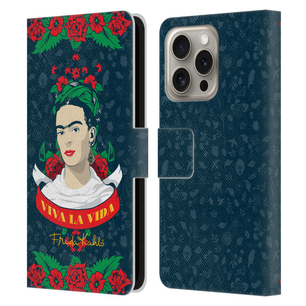 Frida Kahlo Icons Viva La Vida Leather Book Wallet Case Cover For Apple iPhone 16 Pro