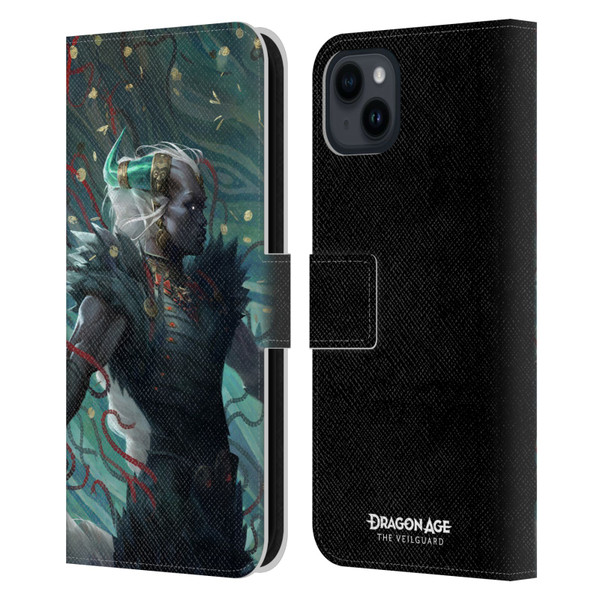 EA Bioware Dragon Age The Veilguard Graphics Taash Leather Book Wallet Case Cover For Apple iPhone 15 Plus