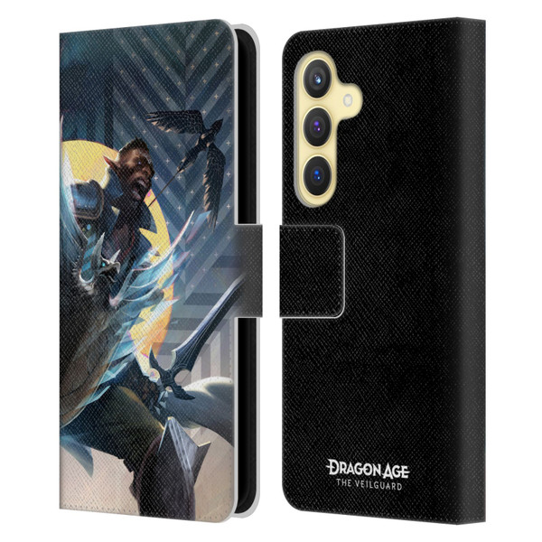 EA Bioware Dragon Age The Veilguard Graphics Davrin Leather Book Wallet Case Cover For Samsung Galaxy S24 5G