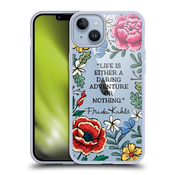 Frida Kahlo Art & Quotes Daring Adventure Soft Gel Case for Apple iPhone 14 Plus