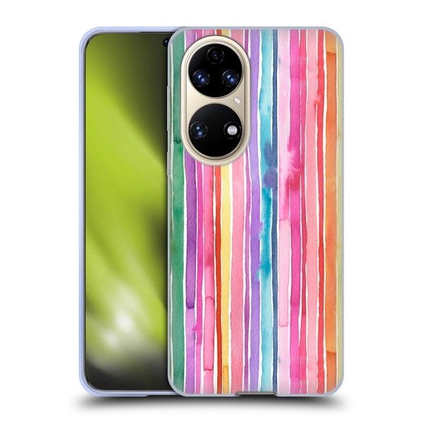 Ninola Colorful Geometric Rainbow Stripes Soft Gel Case for Huawei P50
