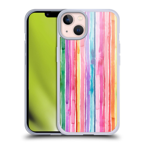 Ninola Colorful Geometric Rainbow Stripes Soft Gel Case for Apple iPhone 13