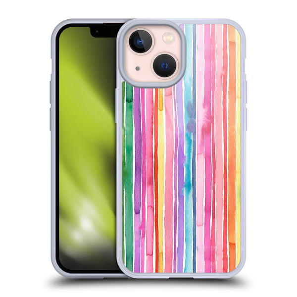Ninola Colorful Geometric Rainbow Stripes Soft Gel Case for Apple iPhone 13 Mini