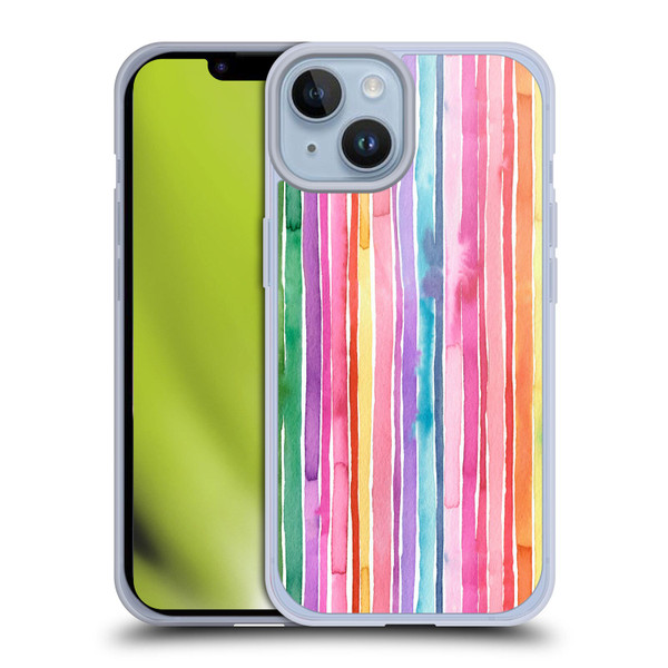Ninola Colorful Geometric Rainbow Stripes Soft Gel Case for Apple iPhone 14