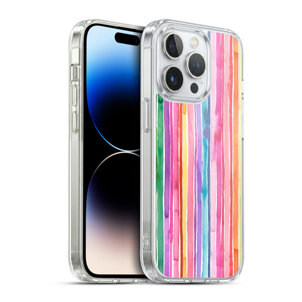 Ninola Colorful Geometric Rainbow Stripes Soft Gel Case for Apple iPhone 14 Pro & MagSafe