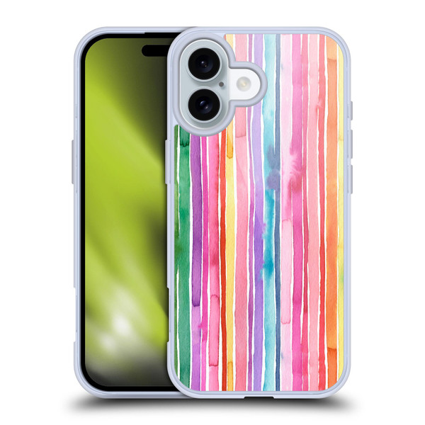 Ninola Colorful Geometric Rainbow Stripes Soft Gel Case for Apple iPhone 16