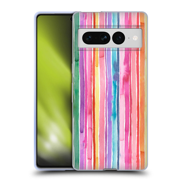Ninola Colorful Geometric Rainbow Stripes Soft Gel Case for Google Pixel 7 Pro