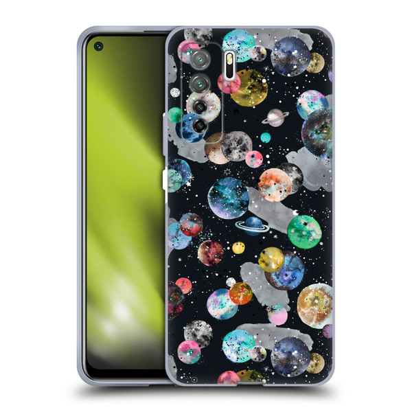 Ninola Colourful Patterns Space Planets Black Soft Gel Case for Huawei Nova 7 SE/P40 Lite 5G