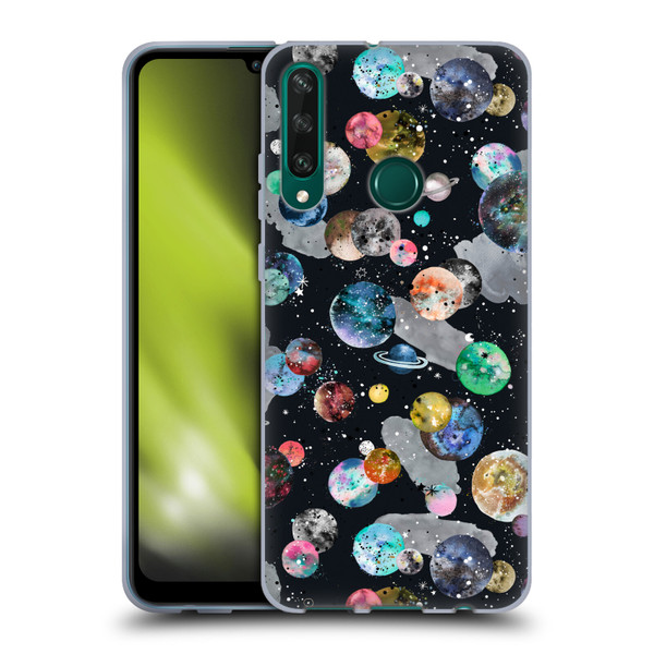 Ninola Colourful Patterns Space Planets Black Soft Gel Case for Huawei Y6p