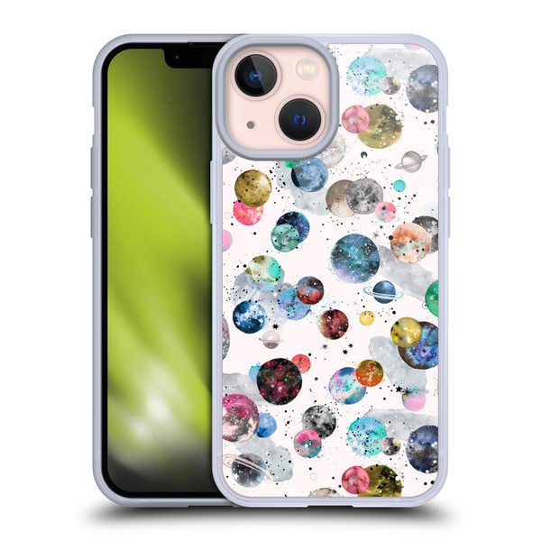 Ninola Colourful Patterns Space Planets White Soft Gel Case for Apple iPhone 13 Mini